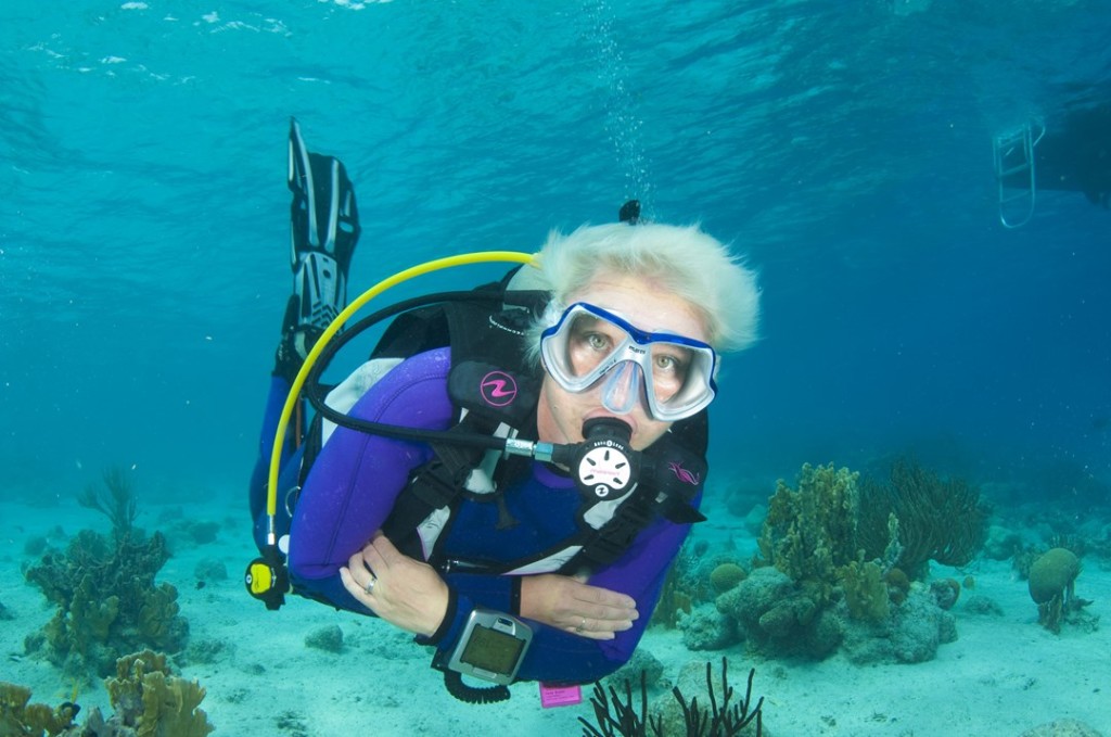 Master Scuba Diver Paula Brazier enjoying some bottom time in Little Cayman.