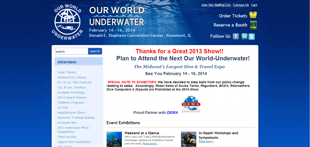 Our World Underwater at The Scuba News