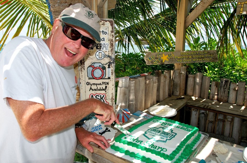 The Green Shorts Challenge celebration calls for cake. Photo courtesy Ocean Frontiers.