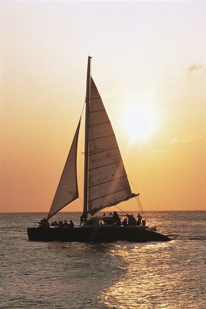  Red Sail Sports offers sunset and dinner sails daily aboard luxury 65-foot catamarans. Photo Courtesy Red Sai Sports. 