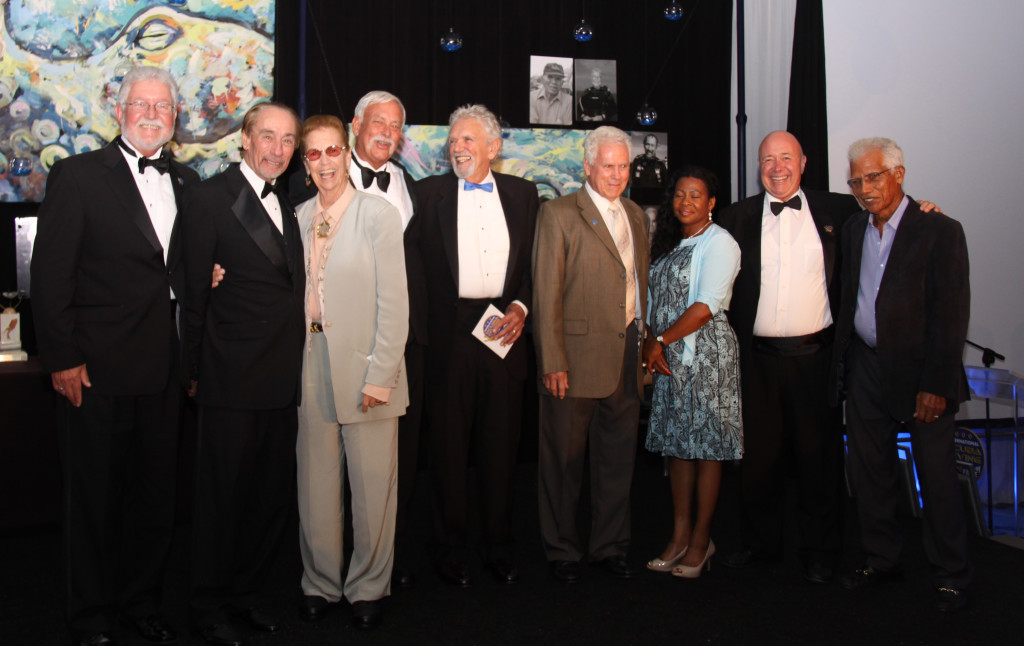 International Scuba Diving Hall of Fame inductees (L-R) Dan Orr, Neal Watson, Alese Pechter, Bill Acker and Chuck Nicklin. Photo courtesy Cayman Islands Department of Tourism.